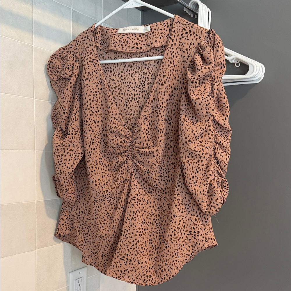 bishop + young Animal Print Ruched Blouse
